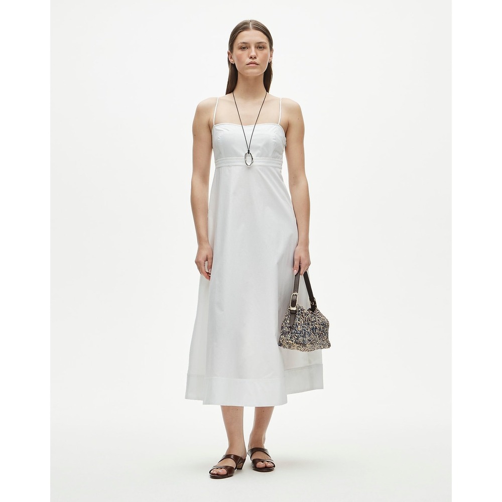 NWT J.Crew Empire Waist Cotton Poplin Midi Dress 00 White CV557 Bridal